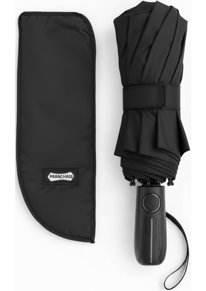 12 Telli Fiber Glass Şemsiye Katlanır Siyah Şemsiye Premium Kalite Kılıflı Uv Dayanıklı Hızlı Kurur