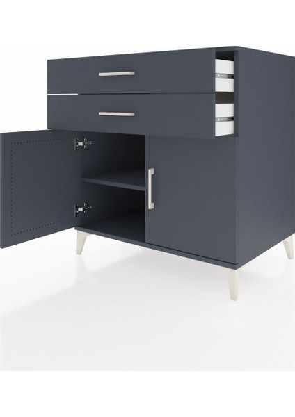Kronos Şifonyer Tek Raflı 2 Çekmeceli 2 Kapaklı 88X59X96 Antrasit-Antrasit fırsatları