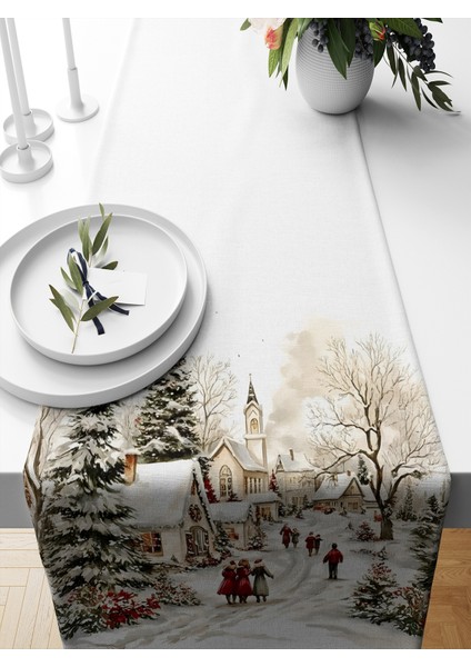 Yılbaşı Serisi 140X40 cm Dijital Baskılı Runner (Christmas Noel)
