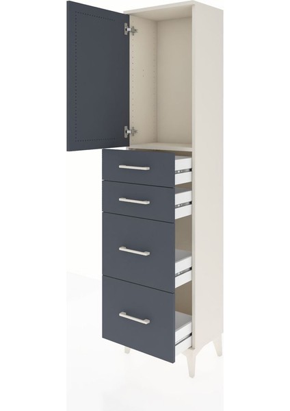 Arges Dolap Tek Raflı 4 Çekmeceli Tek Kapaklı 44X30X182 Aytaşı-Antrasit fırsatları