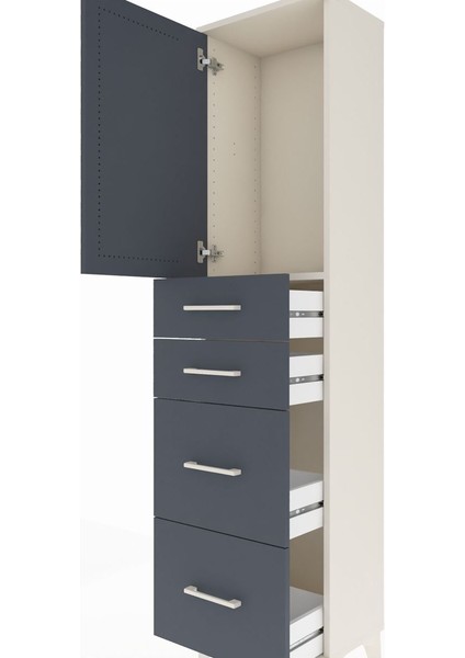 Arges Dolap Tek Raflı 4 Çekmeceli Tek Kapaklı 44X30X182 Aytaşı-Antrasit indirimleri