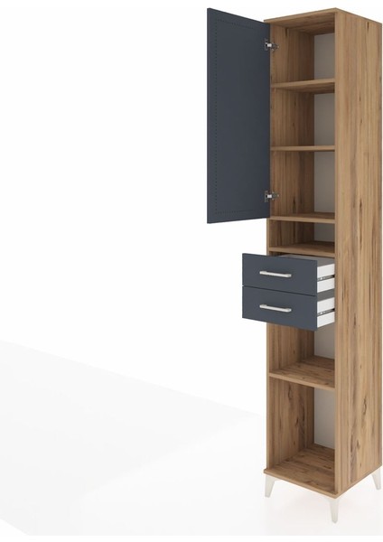 Hyperion Dolap 5 Raflı 2 Çekmeceli Tek Kapaklı 44X44X243 Çam-Antrasit fırsatları