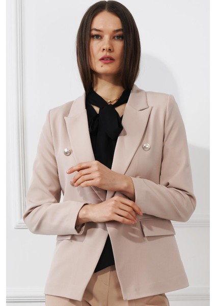 Düğmeli Diana Blazer Ceket M4488 Bej