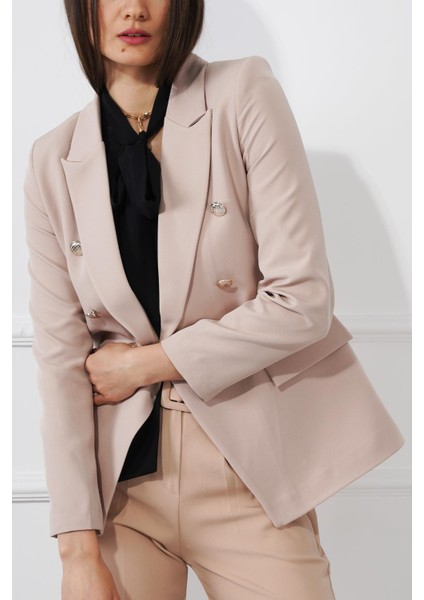 Düğmeli Diana Blazer Ceket M4488 Bej fırsatları