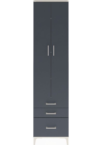 Arges Dolap 4 Raflı 3 Çekmeceli 2 Kapaklı 60X30X243 Aytaşı-Antrasit