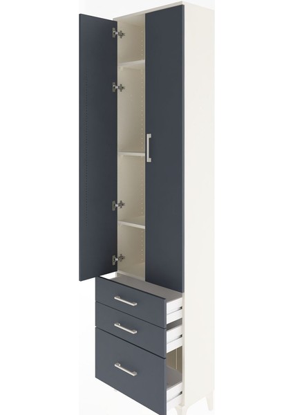 Arges Dolap 4 Raflı 3 Çekmeceli 2 Kapaklı 60X30X243 Aytaşı-Antrasit fırsatları