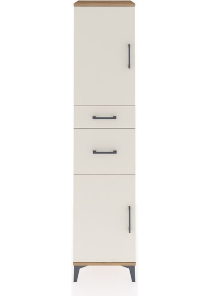 Hyperion Dolap 4 Raflı 2 Çekmeceli Tek Kapaklı 44X44X195 Çam-Aytaşı