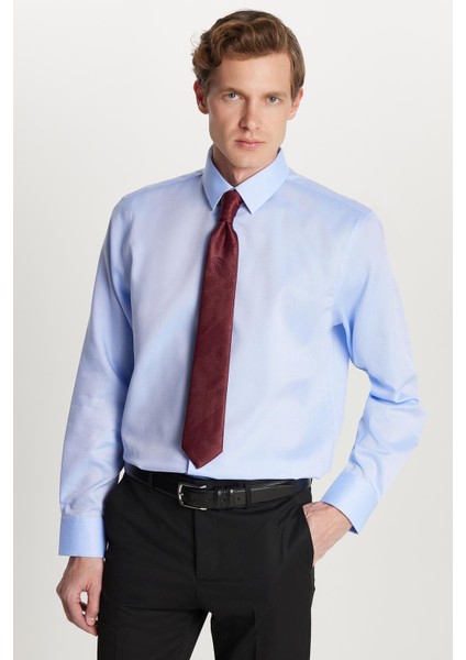 Slim Fit Mavi Non-Iron %100 Pamuk Doğa Dostu Ekoteks Belgeli Ütü Gerektirmez Gömlek fırsatları