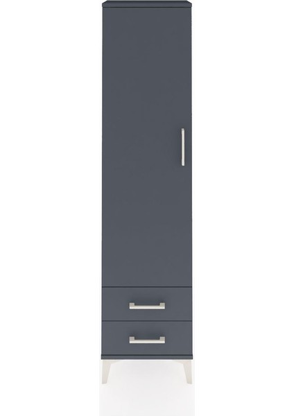 Arges Dolap 5 Raflı 2 Çekmeceli Tek Kapaklı 44X30X182 Antrasit-Antrasit