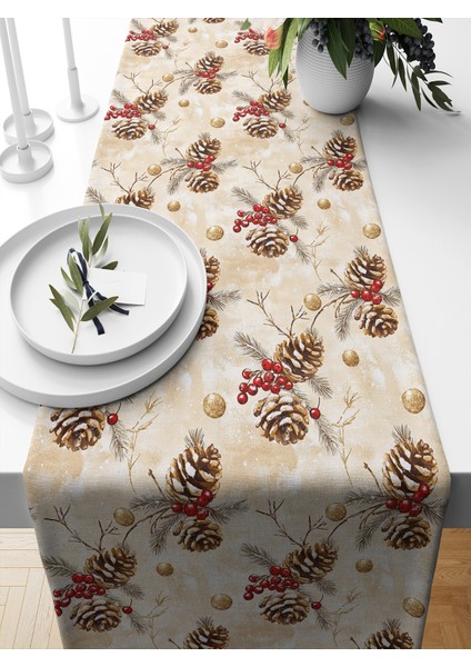 Yılbaşı Serisi 140X40 cm Dijital Baskılı Runner (Christmas Noel)