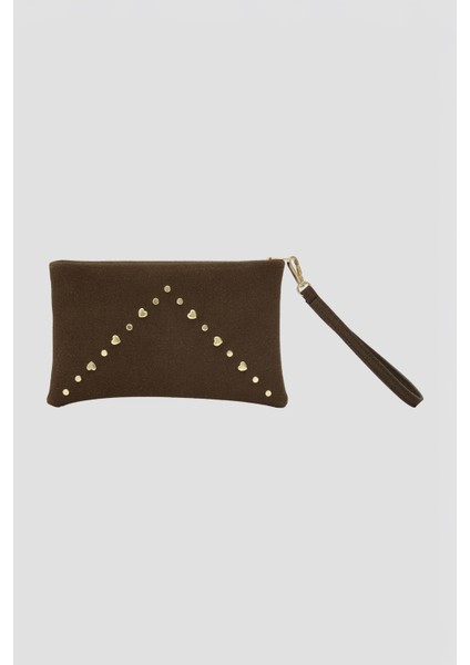 Geez Troklu Clutch Çanta Kahve