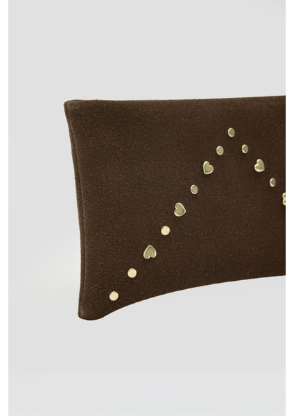 Geez Troklu Clutch Çanta Kahve