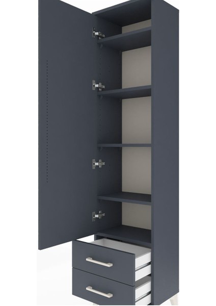 Arges Dolap 5 Raflı 2 Çekmeceli Tek Kapaklı 44X30X182 Antrasit-Antrasit indirimleri