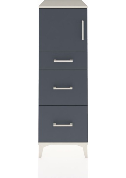 Kronos Dolap Tek Raflı 3 Çekmeceli Tek Kapaklı 44X59X134 Aytaşı-Antrasit