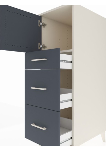 Kronos Dolap Tek Raflı 3 Çekmeceli Tek Kapaklı 44X59X134 Aytaşı-Antrasit indirimleri