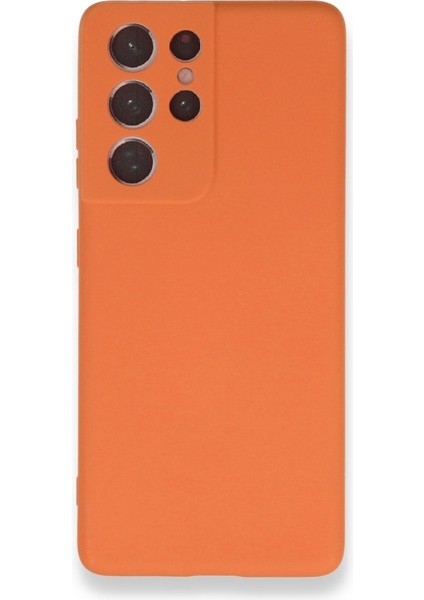 Samsung Galaxy S21 Ultra Kılıf Içi Kadife Kaplı Nano Silikon Kapak - Turuncu