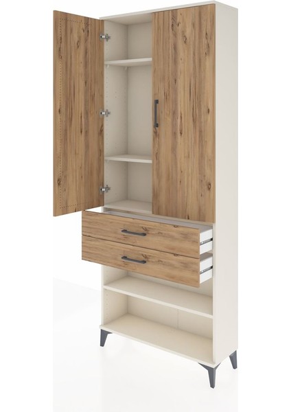 Arges Dolap 4 Raflı 2 Çekmeceli 2 Kapaklı 88X30X221 Aytaşı-Çam fırsatları