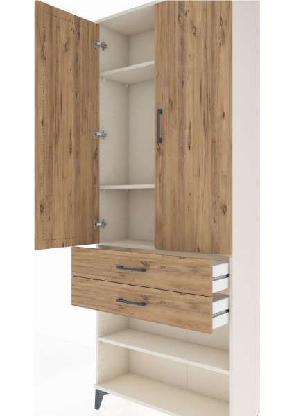Arges Dolap 4 Raflı 2 Çekmeceli 2 Kapaklı 88X30X221 Aytaşı-Çam indirimleri
