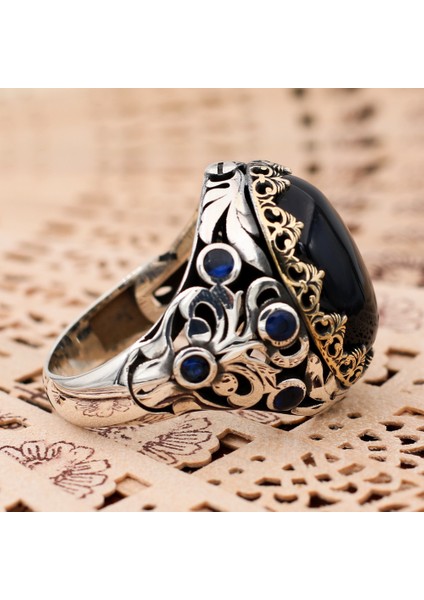 Kaplangözü Mavi Taşlı 925 Ayar Gümüş Erkek Yüzük modelleri