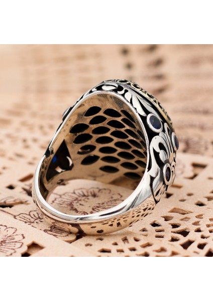 Kaplangözü Mavi Taşlı 925 Ayar Gümüş Erkek Yüzük fırsatları