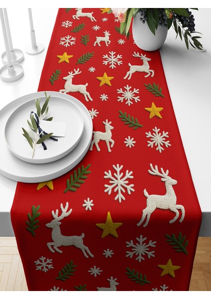 Yılbaşı Serisi 140X40 cm Dijital Baskılı Runner (Christmas Noel)