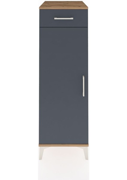 Kronos Dolap 2 Raflı Tek Çekmeceli Tek Kapaklı 44X59X134 Çam-Antrasit