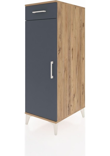 Kronos Dolap 2 Raflı Tek Çekmeceli Tek Kapaklı 44X59X134 Çam-Antrasit modelleri