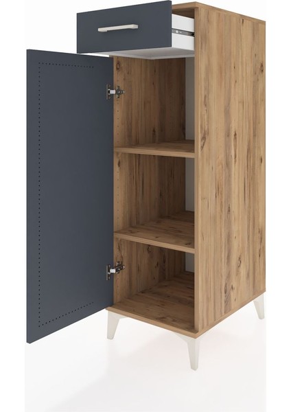 Kronos Dolap 2 Raflı Tek Çekmeceli Tek Kapaklı 44X59X134 Çam-Antrasit fırsatları