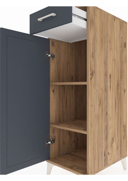 Kronos Dolap 2 Raflı Tek Çekmeceli Tek Kapaklı 44X59X134 Çam-Antrasit indirimleri