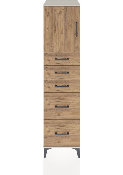 Hyperion Dolap Tek Raflı 5 Çekmeceli Tek Kapaklı 44X44X182 Aytaşı-Çam