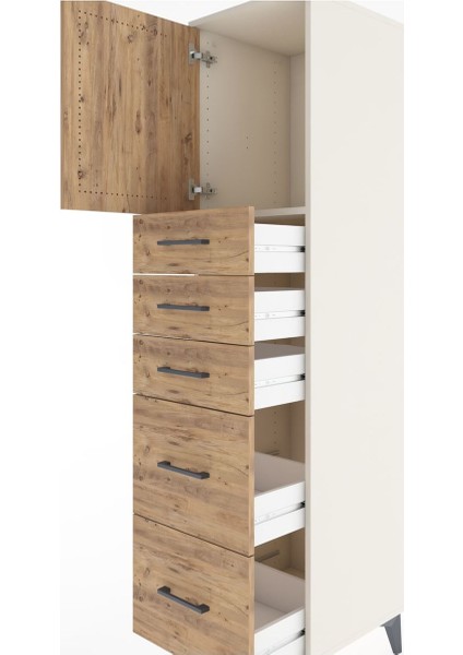 Hyperion Dolap Tek Raflı 5 Çekmeceli Tek Kapaklı 44X44X182 Aytaşı-Çam indirimleri