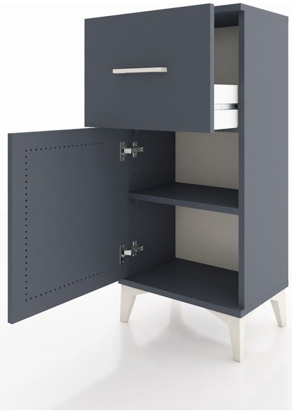 Arges Komodin Tek Raflı Tek Çekmeceli Tek Kapaklı 44X30X96 Antrasit-Antrasit fırsatları