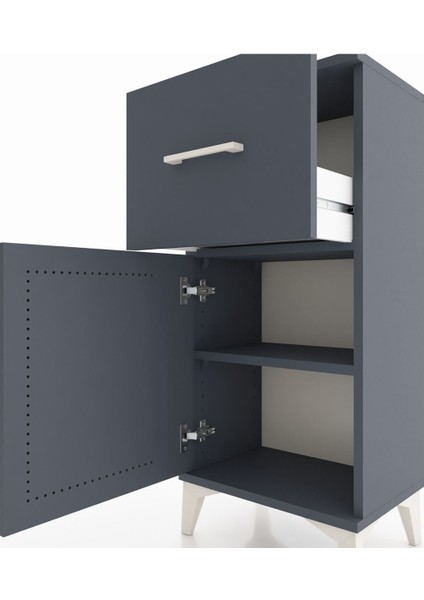 Arges Komodin Tek Raflı Tek Çekmeceli Tek Kapaklı 44X30X96 Antrasit-Antrasit indirimleri