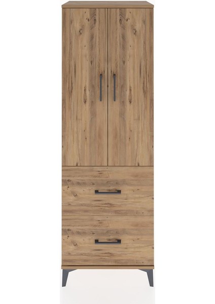 Hyperion Dolap 3 Raflı 2 Çekmeceli 2 Kapaklı 60X44X182 Çam-Çam