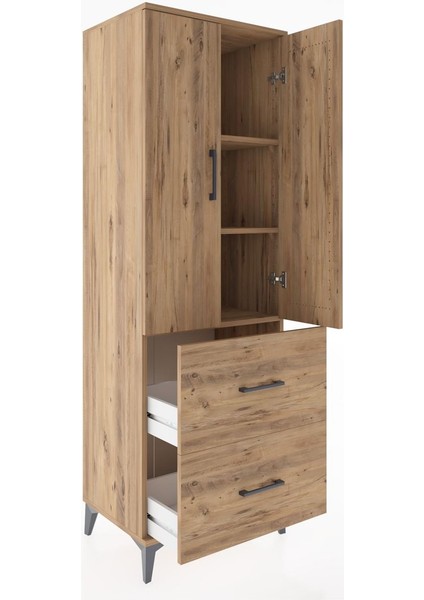 Hyperion Dolap 3 Raflı 2 Çekmeceli 2 Kapaklı 60X44X182 Çam-Çam fırsatları