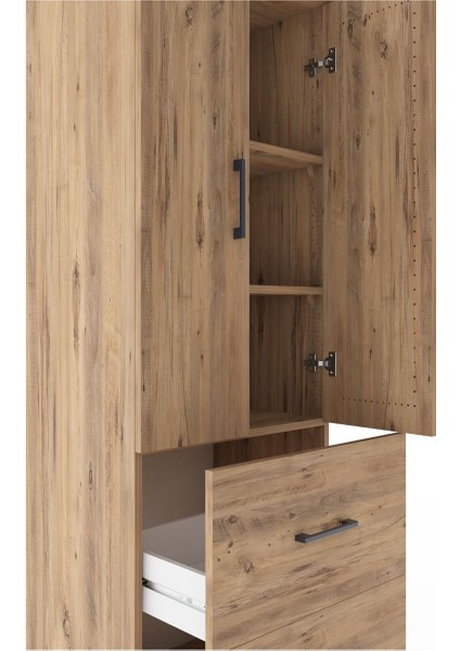 Hyperion Dolap 3 Raflı 2 Çekmeceli 2 Kapaklı 60X44X182 Çam-Çam indirimleri