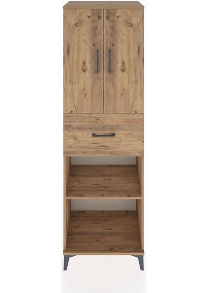 Hyperion Dolap 4 Raflı Tek Çekmeceli 2 Kapaklı 60X44X195 Çam-Çam