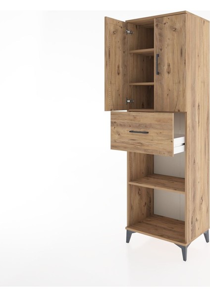 Hyperion Dolap 4 Raflı Tek Çekmeceli 2 Kapaklı 60X44X195 Çam-Çam fırsatları