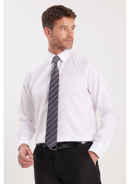 Regular Fit Beyaz Non-Iron %100 Pamuk Doğa Dostu Ekoteks Belgeli Ütü Gerektirmez Gömlek