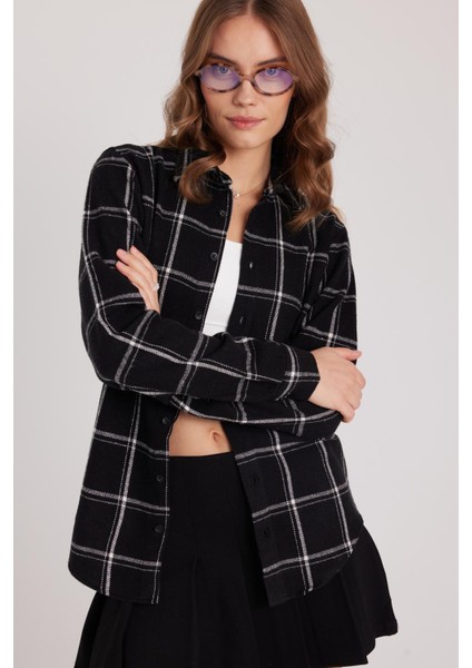 Kadın Slim Fit Dar Kesim Uzun Kollu Kareli Kışlık Oduncu Gömlek fırsatları