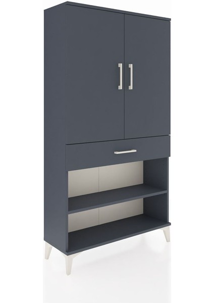 Arges Dolap 4 Raflı Tek Çekmeceli 2 Kapaklı 88X30X163 Antrasit-Antrasit fiyatları