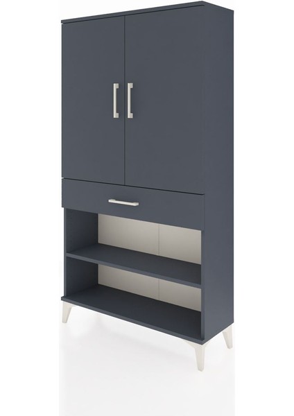 Arges Dolap 4 Raflı Tek Çekmeceli 2 Kapaklı 88X30X163 Antrasit-Antrasit modelleri