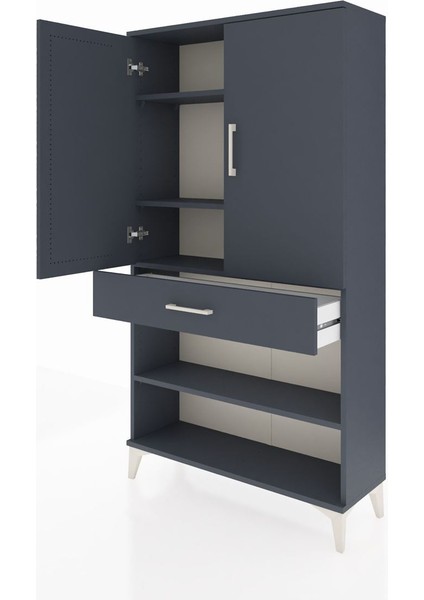 Arges Dolap 4 Raflı Tek Çekmeceli 2 Kapaklı 88X30X163 Antrasit-Antrasit fırsatları