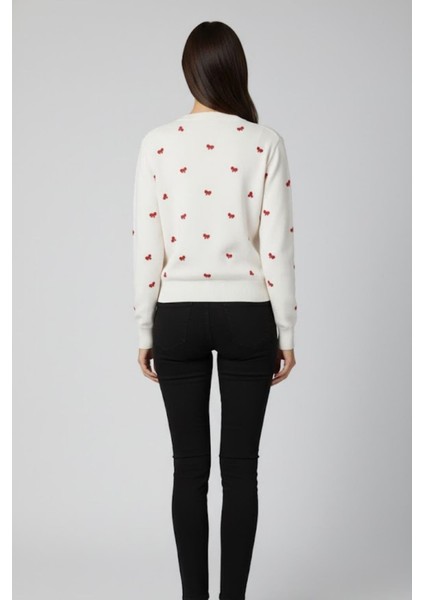 Desenli Triko Hırka M3221K26 Ekru modelleri