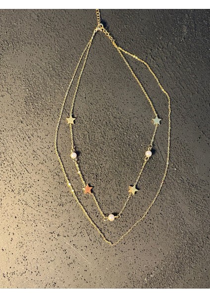 Iki Zincirli Yıldız Figürlü Çelik Kolye modelleri