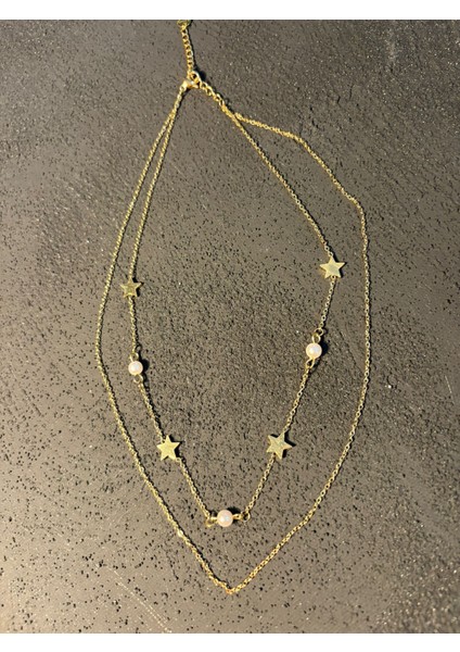 Iki Zincirli Yıldız Figürlü Çelik Kolye fırsatları