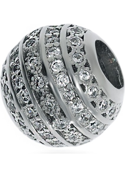 Kadın Silver Renk Taşlı Top Gümüş Charm