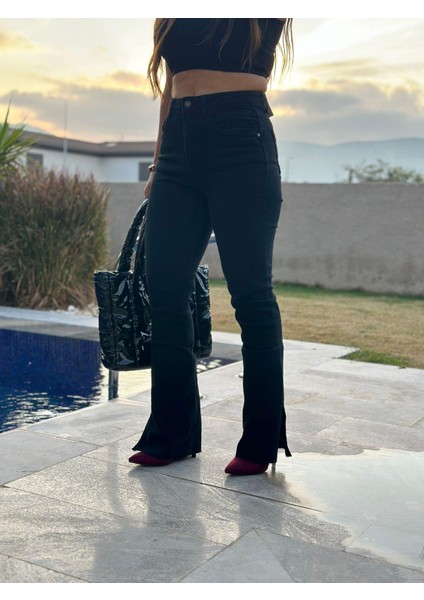 Siyah Ispanyol Paça Pantolon fırsatları