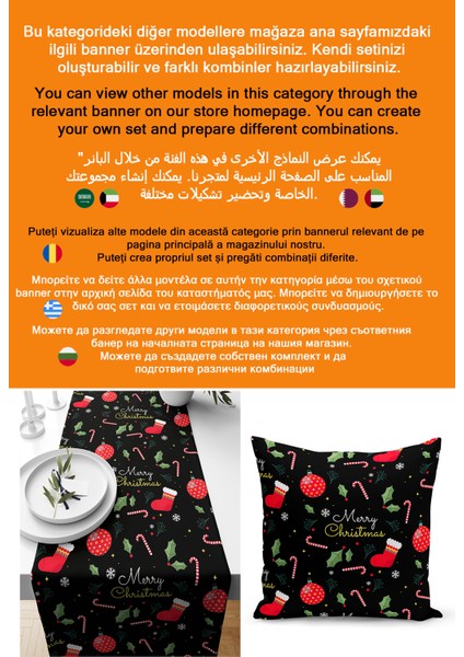 Yılbaşı Serisi 140X40 cm Dijital Baskılı Runner (Christmas Noel) fiyatları