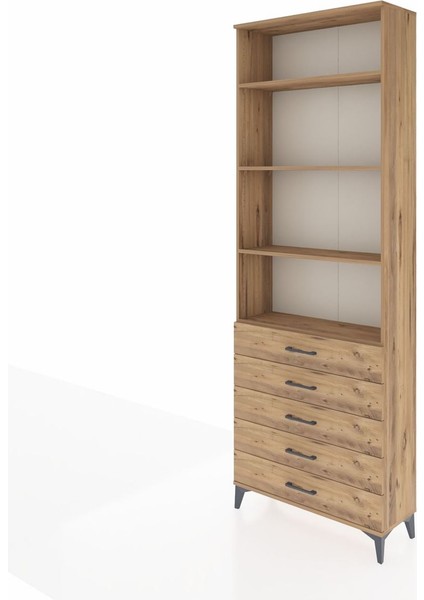 Arges Dolap 4 Raflı 5 Çekmeceli 88X30X243 Çam-Çam modelleri